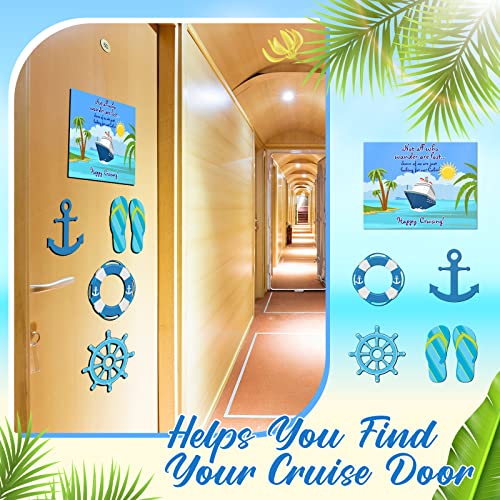 Kanayu 6 Pcs Cabin Cruise Door Decorations Magnetic Large Ship Decorations Magnets Anchor Cruise Decor Car Fridge Magnet Decal for Carnival Stateroom Door - style: Cabin