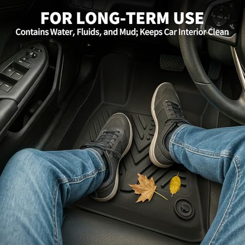 YITAMOTOR Floor Mats Fit for 2013-2018 Dodge Ram 1500/2500/3500 Crew Cab, 2019-2024 Ram 1500 Classic Crew Cab 1st & 2nd Row All Weather Heavy Duty Floor Liners Black | 2019-2024 Ram 1500 Classic Crew Cab, All Weather Heavy Duty TPE Floor Liners