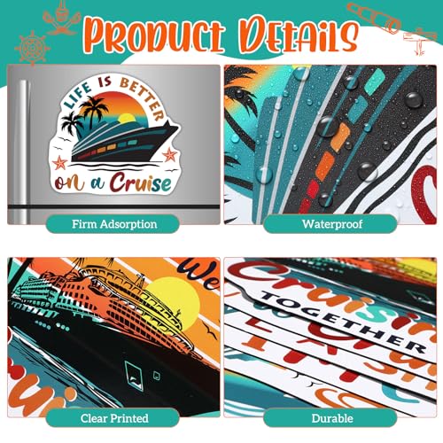 Kanayu 12 Pieces Cruise Door Magnets Decorations, Sea Navigation Ship Car Refrigerator Magnets Stickers Anchor Cruise Cabin Door Fridge Magnetic Decorations for Cabin Carnival Party(Retro Style) - style: Retro Style