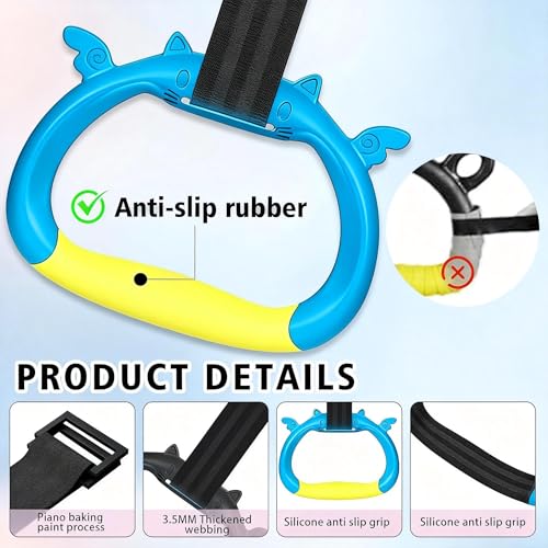 New Professional Gymnastic Rings,Both for Adults and Kids,Support 550 LBS,Home Fitness Equipment,Indoor and Outdoor Pull-up Bar for Stretching and Height Increase,with Adjustable Straps - color: Yellow