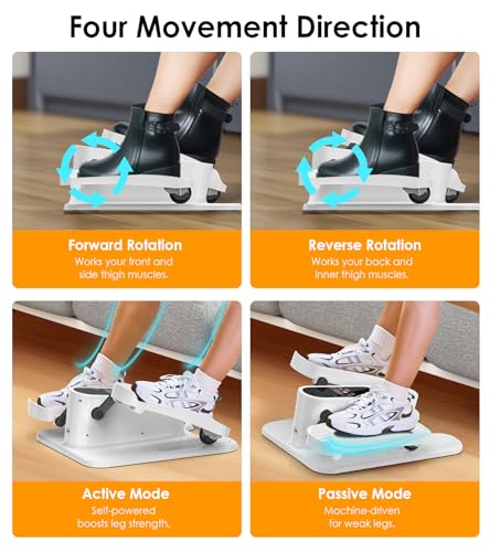 Under Desk Elliptical Machine for Senior, Quiet Motorized Leg Exerciser with Smart Remote, Pedal Exerciser with Adjustable Speeds for Auto/Manual Modes, LCD Monitor, Easy to Use for Home Office