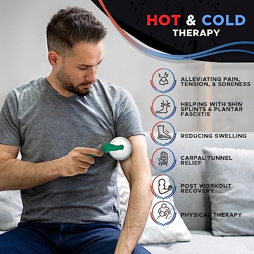 PRIME Fitness Cold Massage Roller Ball | Cold Therapy | Ice Roller Ball with Handle | cryo Stick | Relieve Muscle Pain (Green) - color: Green