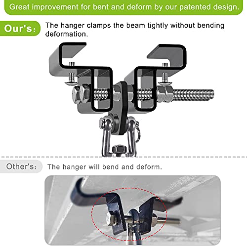 Dolibest Heavy Bag Mount, Punching Bag Hanger, I Beam Hanger, Heavy Bag Hanger for Punching Bag Accessories, Punching Bag Bracket, Beam Hanger with Swivel Hook, Ceiling Mount for Boxing Bag (2 Pack) - color: I-beam hanger-360°+ 180° rotation-2Pack