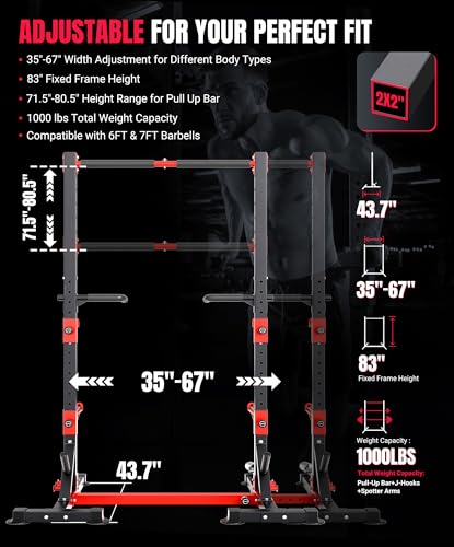 YOLEO Smith Machine & Squat Rack Combo, Multi-Functional Power Racks with Adjustable Width & Pull-Up Bar, Cable Crossover Power Cage, Independent Dual-Pulley System for Home Gym Garage Basement - style: Basic Squat Rack