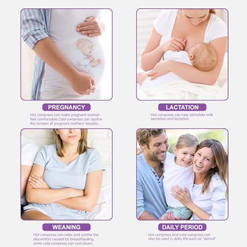 Hot/Cold Breast Gel Ice Packs Breast Cooling/Heat Pads Relief for Breastfeeding, Nursing Pain, Mastitis, Engorgement, Swelling, Plugged Ducts | Boost Milk Let-Down & Production,2 Pack (Purple) - color: Purple