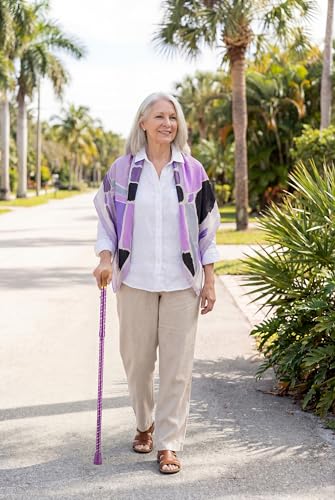 Asterom Canes for Women - Foldable, Adjustable, Collapsible - Fashionable Walking Cane for Women, Wooden Handle - color: Purple