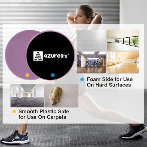 A AZURELIFE Exercise Core Sliders, Dual Sided Exercise Gliding Discs Use on Carpet or Hardwood Floors, Light and Portable, Perfect for Abdominal&Core Workouts - color: Purple