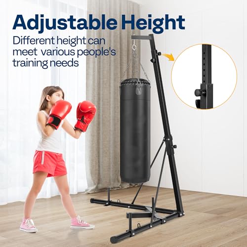 VIVOHOME Height Adjustable Foldable Heavy Duty Boxing Punching Bag Stand Steel Sandbag Rack Freestanding Up to 132 lbs for Home Fitness Stable