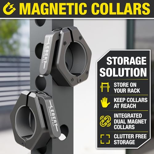 Lebert Magnetic Barbell Collars Black – 2" Olympic Clips - color: Black