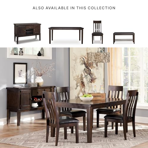 Signature Design by Ashley Haddigan Faux Leather Cushioned Rake Back Dining Chair, 2 Count, Dark Brown | Easy-to-clean faux leather upholstery, Wood frame and wood products and other construction, Supportive rake-back design - color: Dark Brown, style: 0