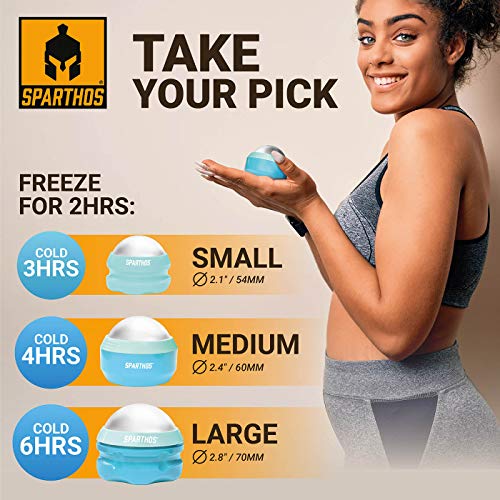 Sparthos Cold Massage Roller Ball - Fitness Cryosphere Massager - Cryo Cryocup Ice Massage Cups - for Muscle, Face, Body Muscles - Manual Polar Icing Cooling Balls - Freeze Tools (Mint/Blue, 60mm) - color: Electric Blue, style: 60mm (Pack of 1)