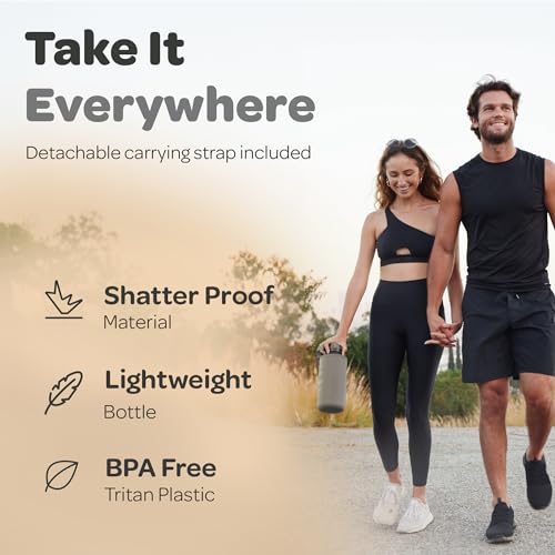 Hydracy 2L Large Water Bottle, 100% BPA Free Tritan Plastic, Leakproof, Zero Condensation, Motivational Timeline, Safe, Non-Toxic, Durable, Smart Design | BPA-Free Tritan, Leakproof Flip-Top Lid,No-Sweat Sleeve,Carry Strap,Daily Intake Tracking for Gym,Sp
