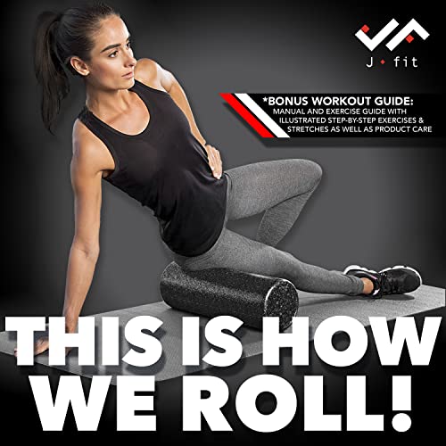 JFIT High Density Foam Roller – EPP Deep Tissue Massage Roller for Muscle Recovery, Myofascial Release & Stretching - color: Solid Blue, size: 36-Inch