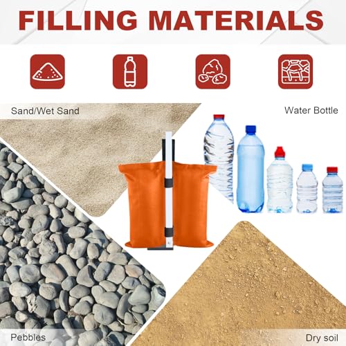ABCCANOPY Canopy Weights 120 LBS Tent Sand Bags,4-Pack Orange(No Sand) - color: Orange, size: 120 LBS