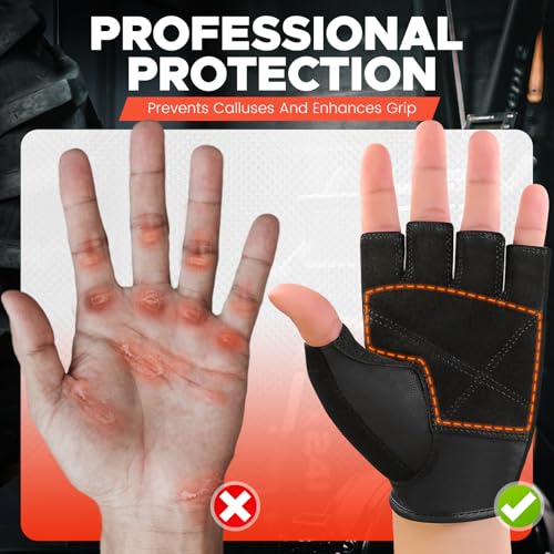 BEACE Weight Lifting Gym Gloves with Anti-Slip Leather Palm for Workout Exercise Training Fitness and Bodybuilding for Men & Women - color: Purple, size: Medium