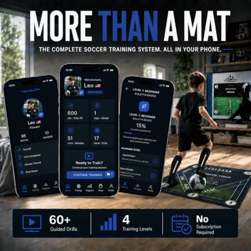 SkillZone Soccer Training Mat with Soccer Ball – Dribbling & Footwork Trainer | Indoor/Outdoor Soccer Training Kit with Interactive Video Hub, Grip Socks & Carry Bag | Control & Agility Practice - color: Galaxy Dribble - Match Kit
