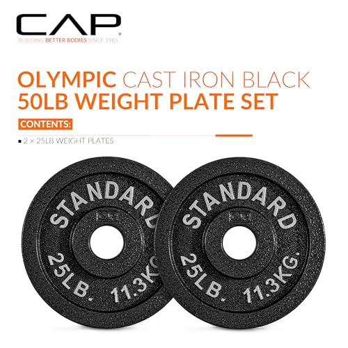 CAP Barbell 2-Inch Olympic Weight Plate | Multiple Options - size: 25 lb - Pair, style: Classic - Black