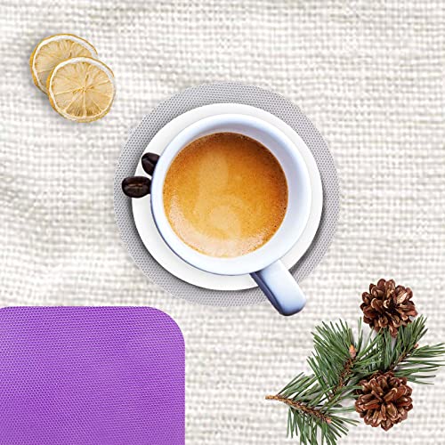Jiozermi 4pcs Rubber Jar Opener Gripper Pads, Purple and Grey | Anti-Slip, Multi-Purpose, Kitchen Coasters, Bottle Lid Openers - color: Round Grey+Square Purple