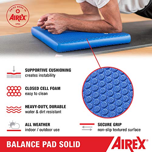 AIREX Balance Pad – Stability Trainer for Balance, Stretching, Physical Therapy, Exercise, Mobility, Rehabilitation and Core Training Non-Slip Closed Cell Foam Premium Balance Pad - color: Blue, size: Solid