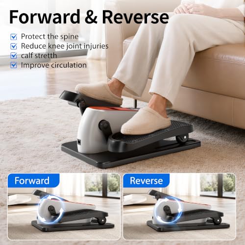 Under Desk Elliptical Machine, Mini Ellipse Leg Exerciser as Seen on TV, Portable Quiet Electric Seated Pedal Exerciser While Sitting for Seniors, 12 Speeds, Manual & Auto Mode for Home & Office