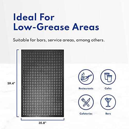 New Star Foodservice 54521 Commercial Grade Grease Resistant Anti-Fatigue Rubber Floor Mat, 36" x 60", Red