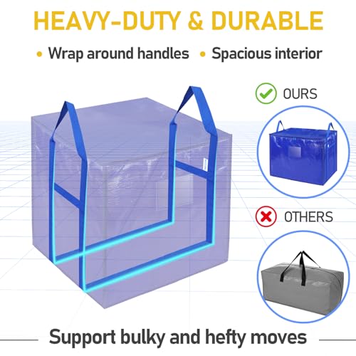 TICONN 2 Pack Extra Large Moving Bags with Zippers & Carrying Handles, Heavy-Duty Storage Tote Moving Boxes for Space Saving (2 PK, 75 Gallon) - color: Blue-75 Gallon, size: 2 Pack