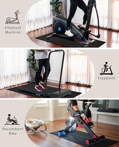 CIIHI Foldable Rubber Treadmill Mat - Walking Pad Mats for Home Fitness - Bike Gym Mat in High Resilience, Floor Protector with Non-Slip Texture, Easy to Clean