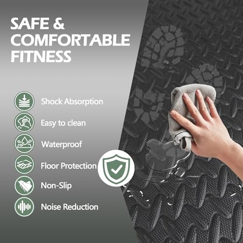 48 Sq Ft (12 Tiles) Interlocking Gym Mats, EVA Foam Puzzle Exercise Tiles for Home Gym, Yoga, Kids Playroom, Non-Slip Floor Protection - size: 48 Sq Ft (12 Tiles)