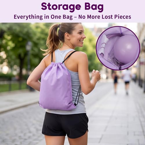 Hoikwo Purple TPE Pilates Kit for Home Workout, Complete Set with Pilates Ring, Resistance Bands, Yoga Ball, TPE Bands, TPR Massage Ball, Sliders, Along with an 8-Shape Band and Non-Slip Socks