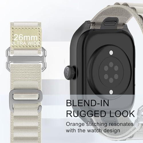 Alpine Loop Nylon Band - Compatible with Apple Watch Ultra 2/Ultra Bands 49mm 45mm 44mm for Men Women, Adjustable with Metal C Hook Strap for iWatch Ultra 2 iWatch Ultra Series 10 46mm SE/9/8/7/6/5 - color: Alpine/Starlight White Titanium