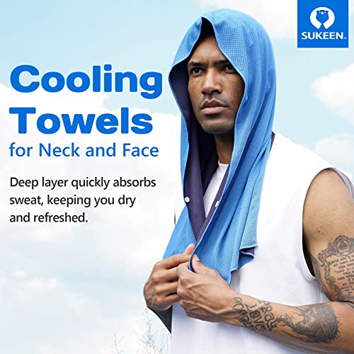 Sukeen Cooling Hoodie Towel, Absorbent Quick-Drying Cooling Towels for Neck and Face, UV Sun Protection Cooling Neck Wraps Sport Head Cooling Towel Hot Weather - color: Blue