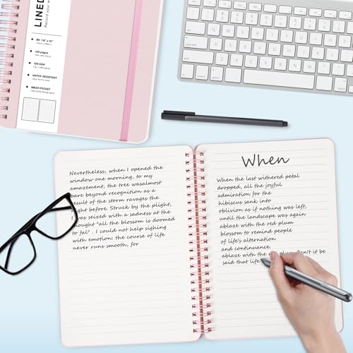 ABERLLS Lined Spiral Journal Notebook with 160 Pages, 7.8×10in, B5 Spiral Notebook, Journaling Notebooks for Work, School, Women, Men, College Ruled Spiral Notebook, Hardcover Leather Journals, Pink - color: Pink, size: B5