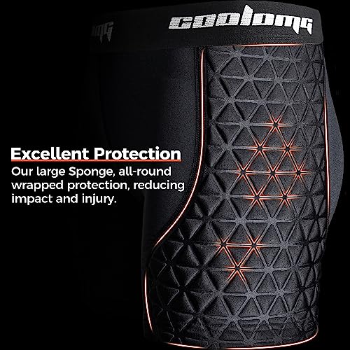 COOLOMG Men Adult Baseball Sliding Shorts with Foam Athletic Cup Padded Compression Short for Softball Football Hockey - color: Black_r2, size: Large