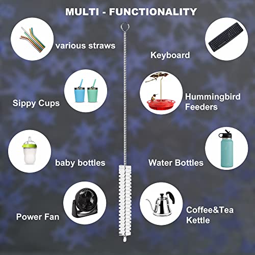 Straw Cleaner Brush Extend 12 inch, Extra Wide 12mm diam Pipe Cleaners, Extra Long Straw Brush for Sippy Cup, Water Bottle and Tubes, Drinking Straw Cleaning brush Set 10 Pack