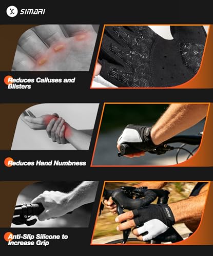 SIMARI Gel Pad Cycling Gloves with Shock-Absorbing/Grip/Breathable, Workout Bike Gloves for Men Women Biking, Mountain Biking, Fitness, Gym Exercise, Weight Lifting Training, Yoga, Pilates - color: 3-Black White, size: Small