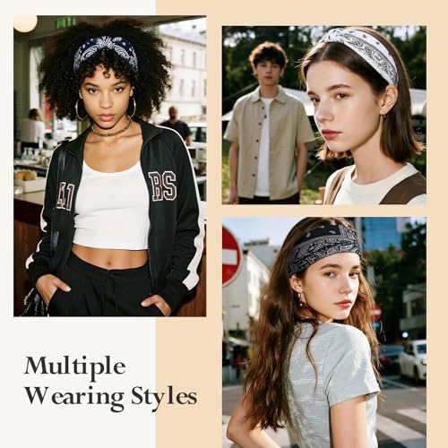 HSEM Headbands for Women 6-Pack – Wide Elastic Non-Slip Hair Bands – Thick Soft Knotted Sports Stretchy Sweatbands for Washing Face, Makeup, Workout, Running, Spa & Fashion, Water Drop - color: X-Colorful-2-8