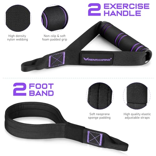 Pilates Bar Kit with 6 Latex Resistance Bands, Adjustable Exercise Bar - color: Purple