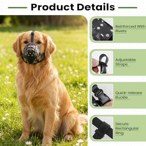 Pit Bull Dog Muzzle – Heavy Duty PVC Adjustable Anti-Biting Chewing Mouth Guard for Medium & Large Dogs,Rottweiler, Staffordshire Terrier, Lab. Grooming, Walking, Outdoor to Prevent Scavenging - size: M