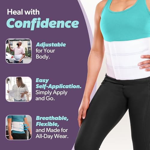 BraceAbility Medical Abdominal Stomach Binder - Belly Band Compression for Diastasis Recti, Postpartum, Post-Surgical Wrap for Tummy Tuck Recovery, Post op Abdominal Binder for Women and Men (XL 12") - size: XL 12"