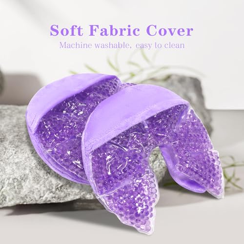 Hot/Cold Breast Gel Ice Packs Breast Cooling/Heat Pads Relief for Breastfeeding, Nursing Pain, Mastitis, Engorgement, Swelling, Plugged Ducts | Boost Milk Let-Down & Production,2 Pack (Purple) - color: Purple