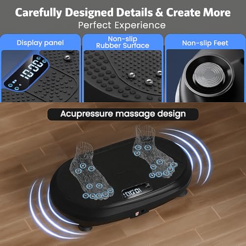 HVX Vibration Plate Exercise Machine for Lymphatic Drainage, Vibrating Fitness Platform 450 lbs Capacity Full Body Shaker Workout Equipment, Vibration Platform Machine Shaping Vibrate Board Sport Home