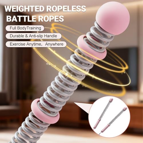 Ropeless Battle Ropes for Home Gym (2-Pack) Cordless Battle Ropes for HIIT Workouts,Muscle Training,Low-Impact Cardio Training,Adjustable Weight Battle Rope for Full-Body (Pink) - color: Pink