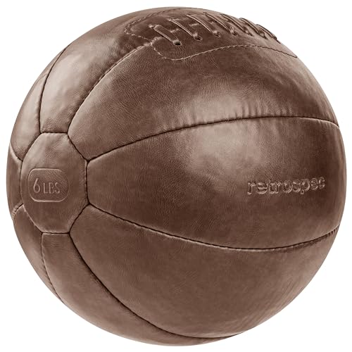 Core Weighted Medicine Ball 4, 6, 8, 10, 12, 14, 16, 20, 25, 30 lbs, Soft Touch Vegan Leather with Sturdy Grip for Strength Training, Recovery, Balance Exercises and Other Full-Body Workouts - color: Brown, style: 6 lbs