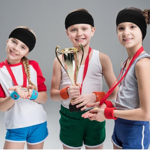 Deekin 6 Pcs Sweatbands for Kids Soccer Headbands Boys for Sports Breathable Sweat Wicking Headband for Kids Athletic Baseball Football Youth 5-15 Years Old - color: Black