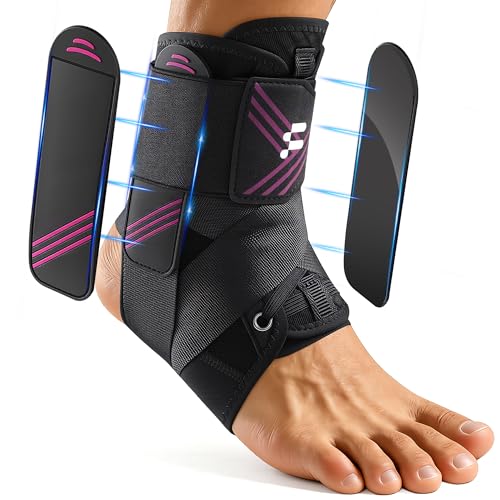 1.5mm Ultra Thin Ankle Brace for Women Men, Lightweight Breathable & Adjustable Figure-8 Support for Flexible Stability, Fits in ALL Types of Shoes for Sports, Work & Daily Relief, L - size: L