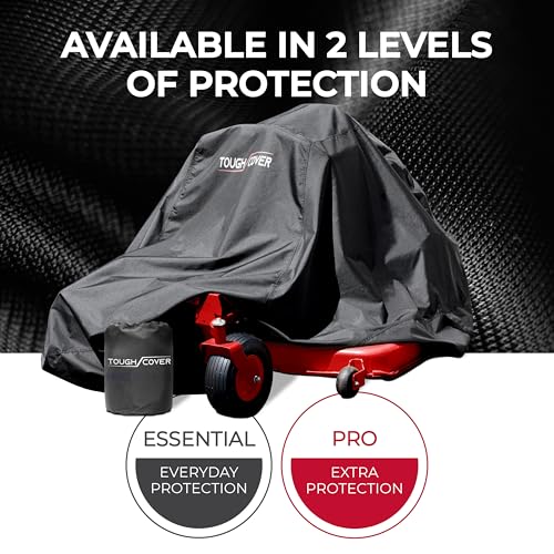 Tough Cover Zero Turn Mower Cover - 600D Fabric, Black - Waterproof UV Defense & Wind Resistance for Outdoor Use - Heavy-Duty Waterproof Cover for Tractor - Drawstring Strap for Zero Turn Lawn Mower - color: Extreme Conditions - Black