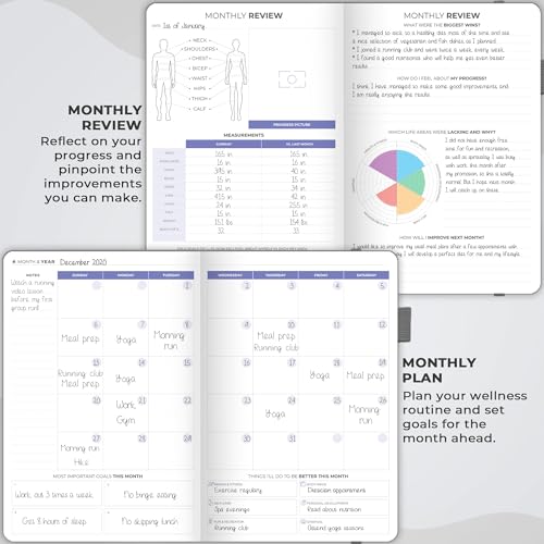 Clever Fox Fitness & Food Journal – Nutrition & Workout Planner for Women & Men – Diet & Gym Exercise Log Book with Calendars, Diet & Training Trackers - Undated, A5 Size, Hardcover (Grey) - color: Gray, size: A5 (5.8'' x 8.3'')
