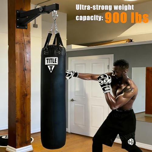 Punching Bag Hanger, 900 LBS Heavy Bag Wall Mount & Ceiling Hanger with 360° Swivel, Thick Steel Boxing Mount for MMA, Muay Thai & Home Gym (Multiple Mounting Options) - color: Wall Mount - Extendable Arm