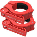 Iron Crush Olympic Barbell Clips - Adjustable & Slim Gym Clamps for Maximum Weight Capacity - Quick Release Barbell Collar Bar Locks for Weight lifting Fitness Training (Red) - color: Red