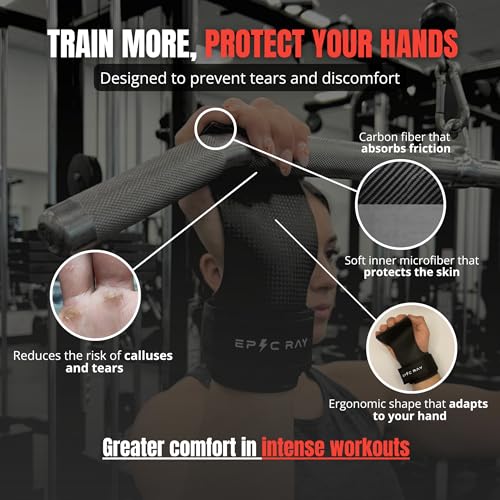 Carbon Microfiber Gymnastics Grips for Cross Training & Calisthenics – Hand Grips Kit with Wrist Wraps & Thumb Tape for Men and Women - size: Medium